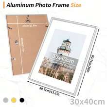 HIMEETIME 1个30x40厘米铝制相框，A4黑色相框，现代简约风格，30x40厘米A3/A4相框，家居装饰相框，简约时尚壁挂或桌面相框，金色/银色/玫瑰金/黑色 - 鋁合金相框 - 查看 11