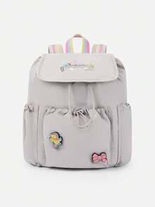 Balabala 2026 My Little Pony Girls' Backpack, Cute & Sweet Design, Lightweight & Comfortable, Adjustable Straps, Suitable For School And Outdoor Use - Gray Tone - View 1