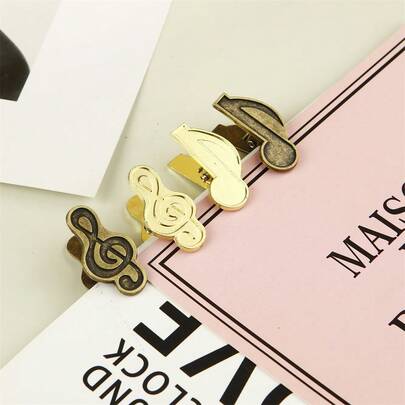 مشابك معدنية بشكل مفتاح صول وملاحظة موسيقية عتيقة، 4 أنماط من مشابك الورق الذهبية البرونزية الرجعية، قرطاسية جمالية لعشاق الموسيقى، هدية ديكور المكتب والمدرسة