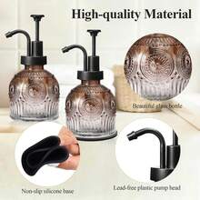 Vintage Soap Dispenser, Kitchen Dish Soap Dispensers With Pump, Glass Hand Soap Dispenser Bathroom,, Lotion, Refillable, Rustic Farmhouse Decor- - Brown Gradient-black Pump-1 Pack - View 2