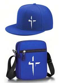 1pc/2pcs Creative Cross Design Print Baseball Cap And Crossbody Bag Set, Streetwear Style Fashion Outdoor Sports Adjustable Flat Brim Cap And Shoulder Bag, Gift For Friends And Anniversary - Multicolor - View 13