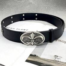 Holy Sword Cross Belt - Celebrity Style Men's Rivet Embossed Belt - [Dây leo đen] Dây đeo Thánh kiếm - Xem 10