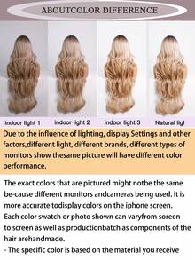 畅销款26英寸长波浪卷假发，带刘海，深色发根渐变至铂金色，合成假发，适合派对和约会之夜。 - 漸變金色 - 查看 8