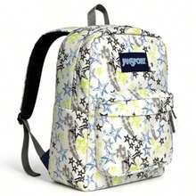 1 Pieza Mochila con patrón de letras de colores opcionales, mochila para portátil de gran capacidad impermeable de poliéster con correas acolchadas con forma de arco, mochila escolar minimalista para estudiantes, adecuada para el campus diario y viajes, unisex - Aliento de bebé blanco - Ver 2