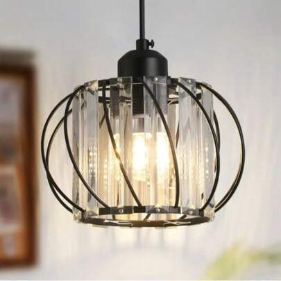 Luxuriös & brillant! 1 Stück E27 Fassung moderne Kristall Lampenschirm, geeignet für Wohnzimmer, Schlafzimmer und Badezimmer, transparenter Kristall Pendelleuchte mit geometrischen Linien, brechende traumhafte Ausstrahlung (nur Lampenschirm, ohne Lichtquelle!)
