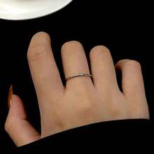 1 pieza Anillo de pulgar de plata pura, joyería de plata elegante y delicada como regalo para mujeres - Blanco - Ver 4