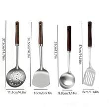 1/3pcs Stainless Steel Spatula, Ladle, Strainer, Wooden Handle Heat-Resistant Cooking Utensil Set - Silver - View 6