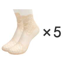 1/5 pares de calcetines invisibles de encaje fino para mujer, de verano, con silicona antideslizante, sin costuras, de corte bajo (sin cartón) - Multicolor - Ver 6