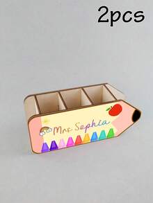 Soporte para lápices con forma de lápiz personalizado, almacenamiento de escritorio personalizado, soporte para lápices de estilo colorido y lindo, se puede personalizar el nombre, caja de almacenamiento de oficina única, se pueden personalizar los accesorios de escritorio, escritorio de oficina, escritorio de est - Estilo A - Ver 8