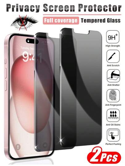 MIGAE [2 Gói] Miếng Dán Màn Hình Cường Lực Cho iPhone 15/15 Plus, Miếng Dán Màn Hình Bảo Vệ Riêng Tư, Tương Thích Với iPhone 17 Pro Max/17/17 Pro/17 Air/16 Pro Max/16/16 Pro/16 Plus/15 Pro Max/15/15 Plus/15 Pro/14 Pro Max/14/14 Pro/14 Plus/13 Pro Max/13/12/11 Pro Max. Bảo vệ riêng tư, Phủ Toàn Diện, Không Bọt Khí, Miếng Dán Màn Hình Cường Lực Độ Cứng 9H. Cũng Tương Thích Với Ốp Điện Thoại.