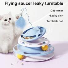 1pc Cat Turntable Toy, Rolling Track Cat Hunting Toy, Interactive Cat Entertainment Toy To Relieve Anxiety - Multicolor - View 10
