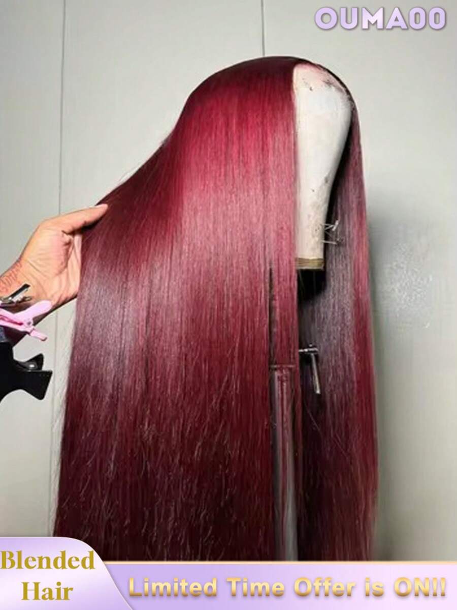 13x6 13x4 5x5HD 透明蕾丝前假发，真人发混纺，200密度，直发，预先拔毛，无胶，自然黑色蕾丝前假发，女士款