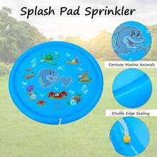 Splash Pad Water Toys - Sprinkler Mat For Toddler Kids Play Water Games Pool Fun, Summer Outdoor Garden Lawn Backyard Party Supplies Gifts For Boys Girls (Sea Themed) - 藍色-39inch - 查看 5