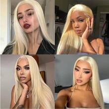 13X4 透明巴西直发蕾丝前假发 30 英寸真人发金色直发 613 高清蕾丝前假发 180 密度 - S613 - 查看 10