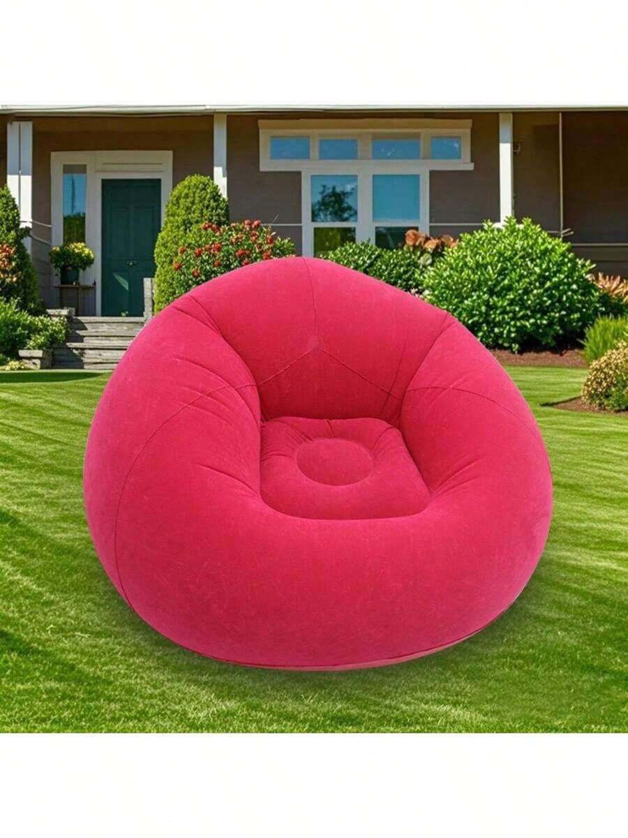 Bộ bàn ghế sân vườn gồm 1 ghế sofa hơi cỡ lớn, được làm từ chất liệu PVC bền chắc, phù hợp cho cả không gian sống trong nhà và ngoài trời, dễ dàng di chuyển và gấp gọn để cất giữ, có thể sử dụng cho các buổi dã ngoại ngoài trời và cắm trại. - ghế sofa bơm hơi phủ nhung - Xem 1