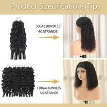 bling hair Burmese Curly Feather Crochet Human Hair For Women 14 16 Inch Extensions Human Crochet Hair Pre Looped 50g Reusable Invisible Pre-Separated Knotless 100% Virgin Human Hair Crochet Bundles Natural Black - Natural Black - 查看 3