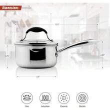 Tri-Ply Stainless Steel Saucepan With Glass Strainer Lid, Two Side Spouts, Ergonomic Handle, Multipurpose Sauce Pan With Lid, Sauce Pot, Cooking Pot (Tri-Ply Full Body, 1.5 Quart) - View 2