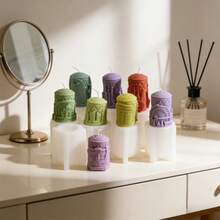 3D City Landmark Silicone Candle Mold, Relief Building Pattern Cylindrical Soap Candle Resin Mould, DIY Aromatherapy Candle Making Supplies For Home Decor Handmade Gift - Famous Building - View 7