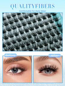 Coalsh 144PCS Curl Individual Lash Clusters Large Capacity Kit Use Raw Materials With A Roughness Of 0.07 D Curl (0.31-0.63inch) DIY Lash Extension Kit, Natural Look & Extra Thick & Wispy & Ultra Soft & Lightweight Reusable Segmented False Eyelashes Perfect For Daily Makeup, Wedding, Party, Festival, Mother's Day,Beginner Friendly Professional DIY Eyelash Extension Set - D - View 5