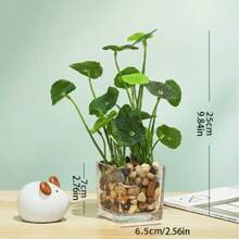 1 pieza Planta artificial en maceta múltiples estilos, follaje falso realista con maceta de vidrio transparente, ornamento de escritorio interior para decoración del hogar y sala de estar - A - Ver 11