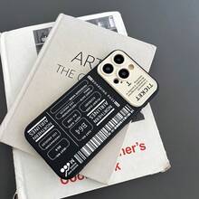 1个复古登机牌风格手机壳，简约黑米色，兼容 16/7/8/11/12/13/14/15/X/XR/Xs/Plus/Pro/Pro Max/SE2 - 黑色 - 查看 6