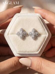 1 Đôi bông tai hình cỏ bốn lá thanh lịch, làm từ bạc sterling 925, món quà trang sức tinh tế phù hợp cho các cô gái mặc hàng ngày, hẹn hò, dự tiệc và các dịp khác. - cỏ bốn lá - Xem 8