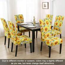 JQinHome - Juego de 4 fundas para sillas de comedor de alta elasticidad extraíbles y lavables para sillas Parsons para fiestas en casa hotel ceremonia de boda girasol 4 piezas - Girasol C018 - Ver 2