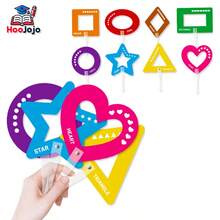 hoojojo 8Pcs Shape Flash Cards Handheld Paddles – Color & Shape Recognition Educational Toy, Learn English Words Classroom Interactive Teaching Aid,Back To School - Multicolor - View 5