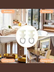 30 Sets Top Mount White Ceiling Curtain Track Roller Accessories Suitable For Living Room, Bedroom, Shower, Bathroom Curtains And Hooks. Curtain Roller Accessories. Room Divider. - White - View 4