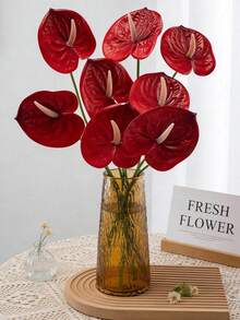1/3/6/10pcs Artificial Red Calla Lily Flowers And Flamingo Tail Decor, Red Ginger, Fake Flowers, Suitable For Wedding, Office, Party, Hotel, Home Desk Decoration, Indoor, Dining Table, Home, Desk, Seasonal, Outdoor Garden, DIY, Room Aesthetics, Wedding, Wall, Kitchen, Mother's Day Gift, Artificial Flower Bouquet - Red - View 2