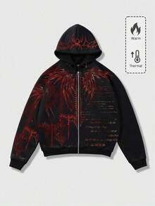 Street Life Spring/Summer Casual Graphic Men'S Street Angel Slogan Print Hoodie - 黑5 - 查看 3