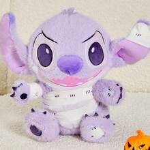 Miniso 迪士尼顽皮系列绷带史迪奇坐姿玩偶，柔软毛绒材质，儿童安抚玩具，桌面摆件（1个） - 淡紫色 - 查看 4