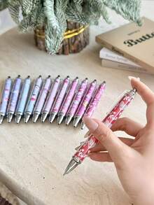 Bộ bút bi quà tặng ngày Valentine (1 chiếc/6 chiếc/12 chiếc), bút bi mực đen viết trơn tru, quà tặng Valentine cho nữ giáo viên, văn phòng phẩm trường học, luyện viết, viết chữ đẹp. - Nhiều màu - View 7