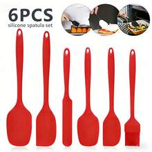 Bộ 6 thìa silicon, thìa cao su dùng để nướng, nấu nướng và trộn, chịu nhiệt cao, dụng cụ nhà bếp chống dính (Đỏ, Đen) - Nhiều màu - Xem 9