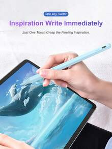 Bút cảm ứng độ nhạy cao, sử dụng pin 90mAh, tương thích với iPad 11/10/9/8/7/6, Air 7/6/5/4/3, Pro 13"/12.9"/11" 2018-2025, Mini 7/6/5, có chức năng phát hiện độ nghiêng và loại bỏ lỗi chạm lòng bàn tay, màu xanh nhạt. - Màu xanh nhạt - Xem 7