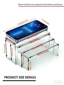 1个/3个/4个/5个亚克力展示架，透明化妆品收纳架，纸杯蛋糕架，甜点展示架，多层储物架，糖果吧展示架，可调节亚克力增高架，矩形可扩展多层展示架，桌面U型展示架，适用于收藏品、甜点、小型摆件展示和桌面收纳，办公和宿舍用品，家居收纳，房间装饰，厨房配件，情人节礼物 - 無色 - 查看 5