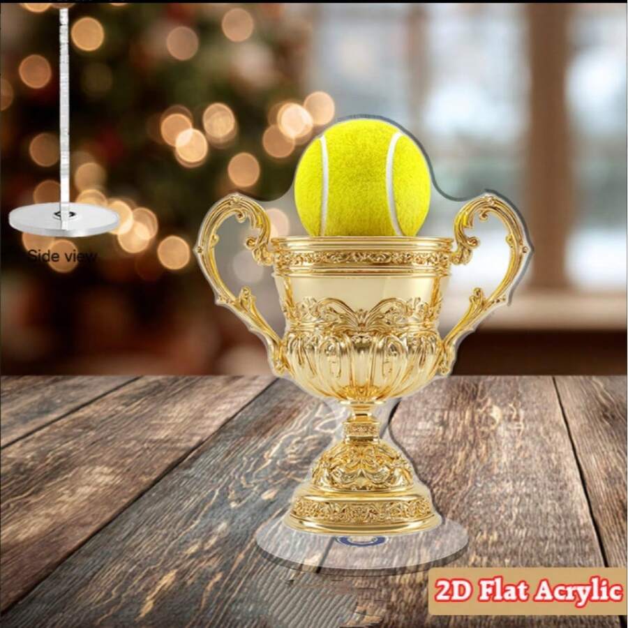 Decoración de escritorio giratoria de acrílico, diseño de trofeo dorado adecuado para oficina, premio de logro, ceremonia deportiva - A - Ver 1