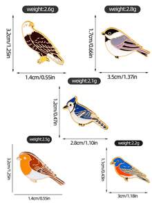 1/5pcs Cartoon Colorful Bird Brooch Set, Cute Eagle, Magpie, Small Bird Enamel Badge Pin, Unique Accessory For Bag, Gift, Holiday - Multicolor - View 4