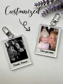 Customizable Photo Keychain With Information, Personalized Acrylic Memorial Keychain For Mom, Couples, Boyfriend, Birthday And Graduation Gift - Multicolor - View 1