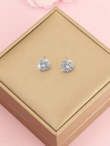 1 Pair Niche Design Elegant Cute Hollow Four-Leaf Clover Rhinestone Inlaid Earrings For Women - Openwork Rhinestone Earrings - View 8