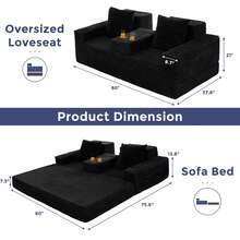 MAXYOYO Cloud Modular Sofa,4 In 1 Convertible Chenille Boneless Couch For Living Room, Folding Recliner Sleeper Chair, Boxed Sofa, No Assembly Required - màu đen - Xem 3