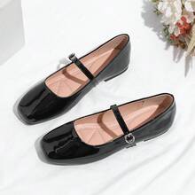 Women's New Commuting Mary Jane Shoes, Retro Red Color, Buckle Closure - Black - View 2
