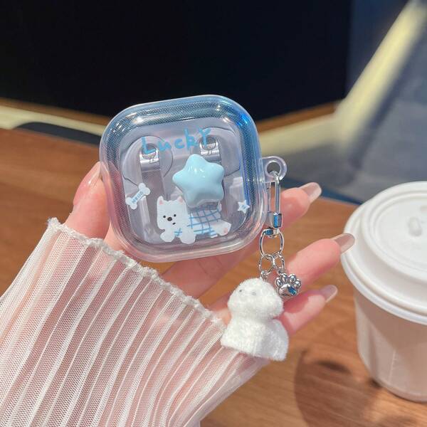 Cute Star Dog Earphone Case Suitable For Samsung Galaxy Buds FE/Buds3/3Pro/Buds3 FE/Core/Buds4/4Pro, Galaxy Buds Live, Buds2, Buds2 Pro Wireless Bluetooth Earphone Protective Case, Girly Design