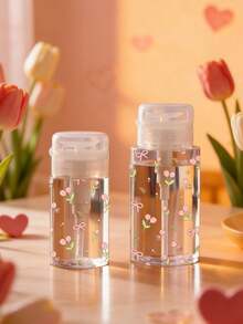 Süßes Tulpen- & Schleifen-Muster nachfüllbare Reiseflasche, Make-up Entferner Spender Flasche mit 100ml/200ml tragbarer Pumpe, geeignet für Nagellackentferner, Toner und Make-up Entferner, rundes Design, von Hand zu waschen, wiederverwendbar, Make-up Entferner Flasche, Muttertags Geschenk - Verschiedenfarbig - Übersicht 6