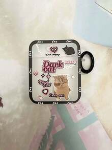 1pc Cute Cat Letter + Ring Design Protective Case Compatible With Apple 1/2/3, Anti-Drop Cover For AirPods Pro/Pro2 - Multicolor - View 5