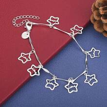 925纯银镀层精美星形吊坠手链，时尚女士派对礼物首饰配饰 - 銀色 - 查看 2