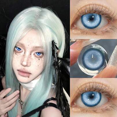  Leermoo 6-Month Disposable Blue Color Lens, Cosplay Party Beauty Accessory