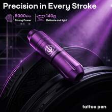 Poseidon Wireless Tattoo Machine Kit, Includes 2 Batteries, 10 Tattoo Needles And 11 Tattoo Inks, Complete Tattoo Supplies For Beginners - Purple - View 3