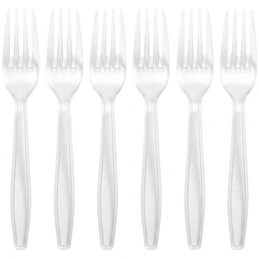 Premium Disposable Clear Plastic Forks 50 Count Transparent Durable And Convenient For Parties Events And Everyday Use - Clear - View 1