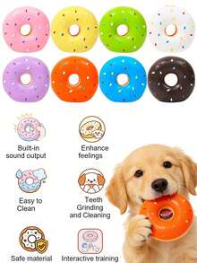 Đồ chơi cho thú cưng hình bánh donut bằng cao su có tiếng kêu, đồ chơi gặm cho thú cưng có âm thanh, màu sắc tươi sáng thu hút sự chú ý của thú cưng, kích thích hứng thú chơi đùa của thú cưng, phù hợp cho mèo và chó nhỏ/trung bình, lý tưởng cho chó con đang mọc răng, kết hợp chơi đùa và chăm sóc răng miệng. - Nhiều màu - Xem 3